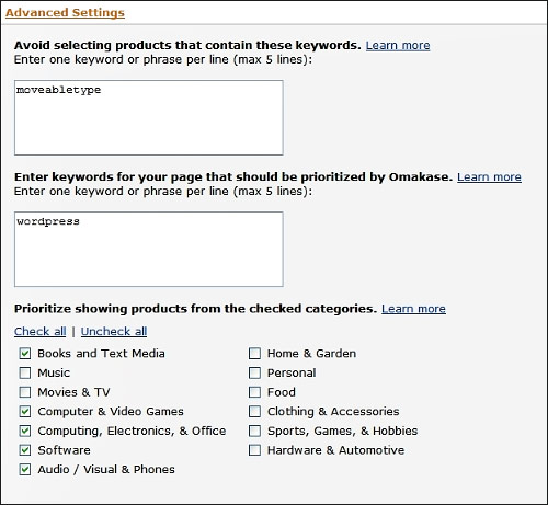 Omasake Advanced Features